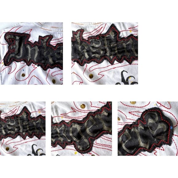 VTG Inkslingers T-shirt Sz L Blue Moe White Devil Dragon Embroidered Tat… - Picture 10 of 12